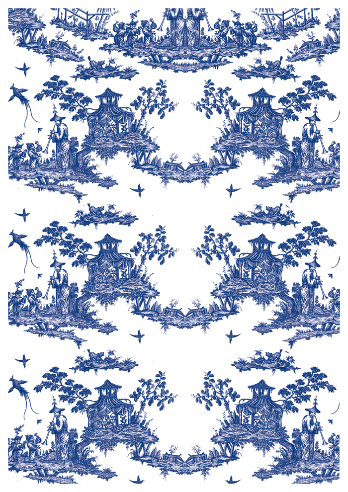 décalcomanie céramique motifs bleu chinois ou toile de jouy