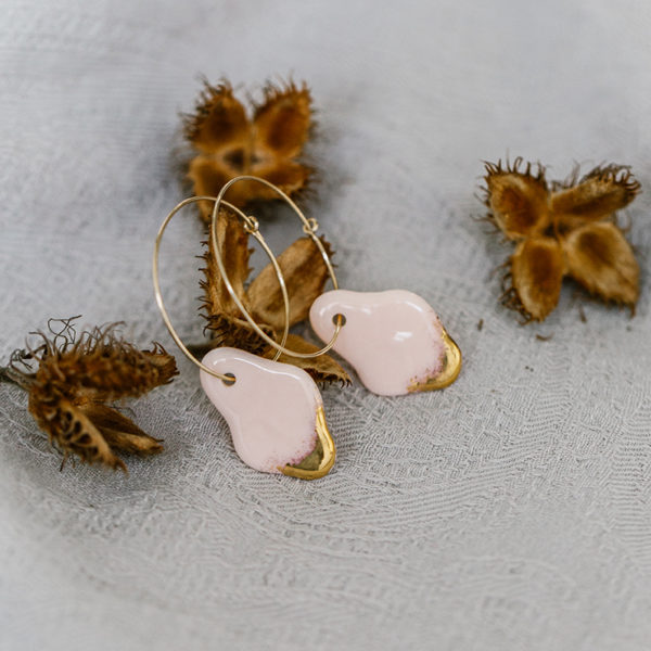 boucle d'oreilles porcelaine et or